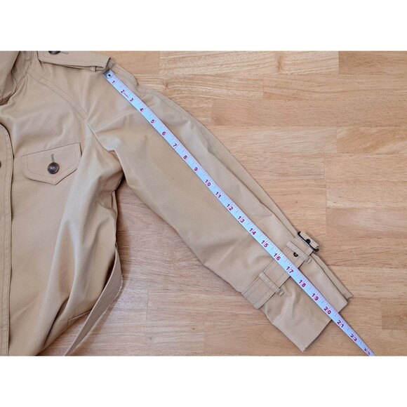 VTG Jackie Stuart Khaki Trench Coat Belted Pockets Size 9/10 Made in Yugoslavia - Picture 5 of 8